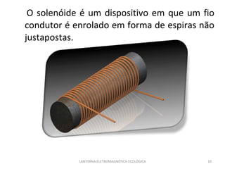 O solenóide é um dispositivo em que um fio condutor é enrolado em forma de espiras não justapostas. LANTERNA ELETROMAGNÉTICA ECOLÓGICA  