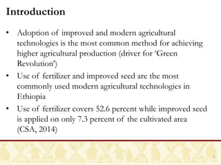 Determinants of Improved Agricultural Technology Adoption in Ethiopia ...