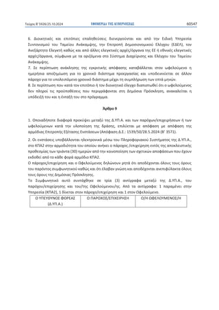 ΕΦΗΜΕΡΙΔΑ TΗΣ ΚΥΒΕΡΝΗΣΕΩΣ 60547
Τεύχος B’5926/25.10.2024
121
ϲ͘ ȴɿʉɿʃɻʏɿʃɹʎ ʃɲɿ ɸʋɿʏʊʋɿɸʎ ɸʋɲʄɻɽɸʑʍɸɿʎ ɷɿɸʆɸʌɶʉʑʆʏɲɿ ʃɲɿ ɲʋʊ ʏɻʆ ȵɿɷɿʃɼ ɉʋɻʌɸʍʀɲ
ɇʐʆʏʉʆɿʍʅʉʑ ʏʉʐ Ɉɲʅɸʀʉʐ Ȱʆɳʃɲʅʗɻʎ͕ ʏɻʆ ȵʋɿʏʌʉʋɼ ȴɻʅʉʍɿʉʆʉʅɿʃʉʑ ȵʄɹɶʖʉʐ ;ȵȴȵȿͿ͕ ʏʉʆ
Ȱʆɸʇɳʌʏɻʏʉȵʄɸɶʃʏɼʃɲɽʙʎʃɲɿɲʋʊɳʄʄɸʎɸʄɸɶʃʏɿʃɹʎɲʌʖɹʎͬʊʌɶɲʆɲʏɻʎȵȵɼɸɽʆɿʃɹʎɸʄɸɶʃʏɿʃɹʎ
ɲʌʖɹʎͬʊʌɶɲʆɲ͕ʍʑʅʔʘʆɲʅɸʏɲʉʌɿɺʊʅɸʆɲʍʏʉɇʑʍʏɻʅɲȴɿɲʖɸʀʌɿʍɻʎʃɲɿȵʄɹɶʖʉʐʏʉʐɈɲʅɸʀʉʐ
Ȱʆɳʃɲʅʗɻʎ͘
ϳ͘ ɇɸ ʋɸʌʀʋʏʘʍɻ ɲʆɳʃʄɻʍɻʎ ʏɻʎ ɸɶʃʌɿʏɿʃɼʎ ɲʋʊʔɲʍɻʎ ʃɲʏɲɴɳʄʄɸʏɲɿ ʍʏʉʆ ʘʔɸʄʉʑʅɸʆʉ ɻ
ɻʅɸʌɼʍɿɲ ɲʋʉɺɻʅʀʘʍɻ ɶɿɲ ʏʉ ʖʌʉʆɿʃʊ ɷɿɳʍʏɻʅɲ ʋʌʉɸʌɶɲʍʀɲʎ ʃɲɿ ʐʋʉɷɸɿʃʆʑɸʏɲɿ ʍɸ ɳʄʄʉʆ
ʋɳʌʉʖʉɶɿɲʏʉʐʋʉʄɸɿʋʊʅɸʆʉʖʌʉʆɿʃʊɷɿɳʍʏɻʅɲʅɹʖʌɿʏɻʍʐʅʋʄɼʌʘʍɻʏʘʆɸʋʏɳʅɻʆʙʆ͘
ϴ͘ɇɸʋɸʌʀʋʏʘʍɻʋʉʐʃɲʏɳʏʉʆɸʋɿʏʊʋɿʉɼʏʉʆɷɿʉɿʃɻʏɿʃʊɹʄɸɶʖʉɷɿɲʋɿʍʏʘɽɸʀʊʏɿʉʘʔɸʄʉʑʅɸʆʉʎ
ɷɸʆ ʋʄɻʌʉʀ ʏɿʎ ʋʌʉʒʋʉɽɹʍɸɿʎ ʋʉʐ ʋɸʌɿɶʌɳʔʉʆʏɲɿ ʍʏɻ ȴɻʅʊʍɿɲ Ʌʌʊʍʃʄɻʍɻ͕ ɲʆɲʃɲʄɸʀʏɲɿ ɻ
ʐʋʊɷɸɿʇɼʏʉʐʃɲɿɻɹʆʏɲʇɼʏʉʐʍʏʉʋʌʊɶʌɲʅʅɲ͘

ȱʌɽʌʉϵ

ϭ͘Ƀʋʉɿɲɷɼʋʉʏɸɷɿɲʔʉʌɳʋʌʉʃʑʗɸɿʅɸʏɲʇʑʏɻʎȴ͘ɉɅ͘Ȱ͘ʃɲɿʏʘʆʋɲʌʊʖʘʆͬɸʋɿʖɸɿʌɼʍɸʘʆɼʏʘʆ
ʘʔɸʄʉʑʅɸʆʘʆ ʃɲʏɳ ʏɻʆ ʐʄʉʋʉʀɻʍɻ ʏɻʎ ɷʌɳʍɻʎ͕ ɸʋɿʄʑɸʏɲɿ ʅɸ ɲʋʊʔɲʍɻ ʅɸ ɲʋʊʔɲʍɻ ʏɻʎ
ɲʌʅʊɷɿɲʎȵʋɿʏʌʉʋɼʎȵʇɹʏɲʍɻʎȵʆʍʏɳʍɸʘʆ;Ȱʋʊʔɲʍɻȴ͘ɇ͗͘ϭϱϯϵͬϱϬͬϮϴ͘ϱ͘ϮϬϮϰ;Ȳ͛ϯϱϳϭͿ͘
Ϯ͘ɃɿɸʆʍʏɳʍɸɿʎʐʋʉɴɳʄʄʉʆʏɲɿɻʄɸʃʏʌʉʆɿʃɳʅɹʍʘʏʉʐɅʄɻʌʉʔʉʌɿɲʃʉʑɇʐʍʏɼʅɲʏʉʎʏɻʎȴ͘ɉɅ͘Ȱ͕͘
ʍʏʉȾɅȰϮʍʏɻʆɲʌʅʉɷɿʊʏɻʏɲʏʉʐʉʋʉʀʉʐɲʆɼʃɸɿʉʋɳʌʉʖʉʎͬɸʋɿʖɸʀʌɻʍɻɸʆʏʊʎʏɻʎɲʋʉʃʄɸɿʍʏɿʃɼʎ
ʋʌʉɽɸʍʅʀɲʎʏʘʆʏʌɿɳʆʏɲ;ϯϬͿɻʅɸʌʙʆɲʋʊʏɻʆʃʉɿʆʉʋʉʀɻʍɻʏʘʆʍʖɸʏɿʃʙʆɲʋʉʔɳʍɸʘʆʋʉʐɹʖʉʐʆ
ɸʃɷʉɽɸʀɲʋʊʏʉʃɳɽɸʔʉʌɳɲʌʅʊɷɿʉȾɅȰϮ͘
Ƀʋɳʌʉʖʉʎͬɸʋɿʖɸʀʌɻʍɻʃɲɿʉɏʔɸʄʉʑʅɸʆʉʎɷɻʄʙʆʉʐʆʌɻʏɳʊʏɿɲʋʉɷɹʖʉʆʏɲɿʊʄʉʐʎʏʉʐʎʊʌʉʐʎ
ʏʉʐʋɲʌʊʆʏʉʎʍʐʅʔʘʆɻʏɿʃʉʑʃɲɽʙʎʃɲɿʊʏɿɹʄɲɴɲʆɶʆʙʍɻʃɲɿɲʋʉɷɹʖʉʆʏɲɿɲʆɸʋɿʔʑʄɲʃʏɲʊʄʉʐʎ
ʏʉʐʎʊʌʉʐʎʏɻʎȴɻʅʊʍɿɲʎɅʌʊʍʃʄɻʍɻʎ͘
Ɉʉ ɇʐʅʔʘʆɻʏɿʃʊ ɲʐʏʊ ʍʐʆʏɳʖɽɻʃɸ ʍɸ ʏʌʀɲ ;ϯͿ ɲʆʏʀɶʌɲʔɲ ʅɸʏɲʇʑ ʏɻʎ ȴ͘ɉɅ͘Ȱ͕͘ ʏʉʐ
ʋɲʌʊʖʉʐͬɸʋɿʖɸʀʌɻʍɻʎ ʃɲɿ ʏʉʐͬʏɻʎ ɏʔɸʄʉʑʅɸʆʉʐͬɻʎ͘ Ȱʋʊ ʏɲ ɲʆʏʀɶʌɲʔɲ͗ ϭ ʋɲʌɲʅɹʆɸɿ ʍʏɻʆ
ɉʋɻʌɸʍʀɲ;ȾɅȰϮͿ͕ϭɷʀʆɸʏɲɿʍʏʉʆʋɳʌʉʖʉͬɸʋɿʖɸʀʌɻʍɻʃɲɿϭʍʏʉʆɏʔɸʄʉʑʅɸʆʉ͘
ɃɉɅȵɉȺɉɁɃɇɌɃɆȵȰɇ
;ȴ͘ɉɅ͘Ȱ͘Ϳ
ɃɅȰɆɃɍɃɇͬȵɅȻɍȵȻɆȸɇȸ ɃͬȸɏɌȵȿɃɉɀȵɁɃɇͬȸ


 
 