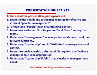 Management and Leadership Training Presentation