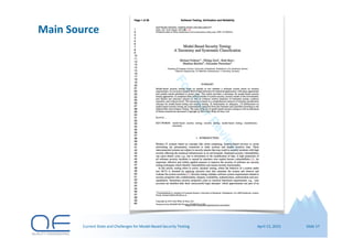 Current State and Challenges for Model-Based Security Testing | PDF