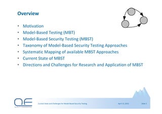 Current State and Challenges for Model-Based Security Testing | PDF