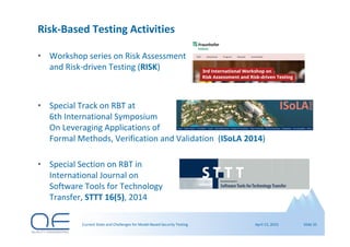 Current State and Challenges for Model-Based Security Testing | PDF