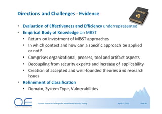 Current State and Challenges for Model-Based Security Testing | PDF