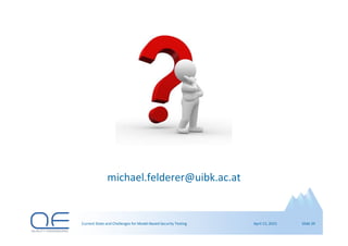 Current State and Challenges for Model-Based Security Testing | PDF