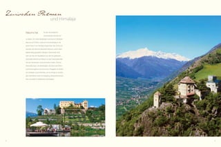 34 35
Traumpfade
der Ruhe
sich entspannt in die Hände
unseres erfahrenen Spa- und
Beautyteams und lassen Sie sich auf 1.500 m² Wellness-
landschaft verwöhnen. Neben traditionellen Wellnessbe-
handlungen, wie Massagen oder Sauna, bieten wir auch
neue Methoden an.
Begeben Sie sich mit uns in einen Zustand von Wohlbe-
finden und Zufriedenheit und es werden sich Ihnen neue
Pfade der inneren Ruhe eröffnen!
Unsere Saunawelt
Taglich von 12:00 bis 19:30 Uhr geöffnet
•	NEU: Infrarotkabine
•	Lehmsauna 90 °C
•	Sauna Fortuna 85 °C
(täglich von 10:00 bis 20:00 Uhr geöffnet)
•	Bergkristall-Laconium 60 °C
•	Zitrus-Biosauna 55 °C
•	Sole-Inhalationsbad 42 °C
•	Kräuterdampfbad 42 °C
•	Indoor-Whirlpool 34 °C
•	Eisbrunnen
•	Erlebnisduschen
•	Lichtdurchflutete Ruheräume mit speziellen
Matratzenauflagen, Kuschelliegen und
herrlichem Panorama-Sonnendeck
•	Arabischer Ruheraum mit Wasserbetten
•	Senses Lounger mit Alpha-Liege
•	Ruheraum Fortuna mit Schwebeliegen
Begeben Sie
Bergkristall-Laconium 60 °C
 