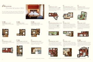 56 57
Kinderpreise
(Preise pro Kind, inkl. ¾-DolceVita-Pension)
22.03. - 12.07.
08.09. - 24.11.
13.07. - 07.09.
25.12.13 - 06.01.14
	 0 -1	 Jahr 20,- € 30,- €
ab	 1 - 3	 Jahre 44,- € 54,- €
ab	 3 - 6	 Jahre 55,- € 65,- €
ab	 6 - 9	 Jahre 65,- € 75,- €
ab	 9 -12	 Jahre 71,- € 81,- €
ab	 12-15	 Jahre 83,- € 98,- €
* Kein ermäßigter Tagespreis
** EZ-Zuschlag Spatzennest 30,- € / Tag
Mindestaufenthalt über Silvester 7 Übernachtungen
Ab 15 Jahren 30 % Ermäßigung auf die ¾-DolceVita-Pension
Zimmertyp
(Abbildungen siehe vorherige Seite)
22.03. - 27.03.
04.11. - 24.11.
04.04. - 05.07.
19.10. - 03.11.
28.03. - 03.04.
06.07. - 19.07.
31.08. - 27.09.
12.10. - 18.10.
20.07. - 30.08.
28.09. - 11.10.
25.12.13 - 06.01.14*
DZ Spatzennest **
ab 7 Tagen
1-6 Tage
106,- €
112,- €
119,- €
125,- €
130,- €
136,- €
137,- €
143,- €
DZ Almwiese
ab 7 Tagen
1-6 Tage
109,- €
115,- €
122,- €
128,- €
133,- €
139,- €
140,- €
146,- €
DZ Sonnenschein
ab 7 Tagen
1-6 Tage
116,- €
122,- €
129,- €
135,- €
140,- €
146,- €
147,- €
153,- €
DZ Blumenwiese
ab 7 Tagen
1-6 Tage
119,- €
125,- €
132,- €
138,- €
143,- €
149,- €
150,- €
156,- €
Feldschlössl-Suite
ab 7 Tagen
1-6 Tage
127,- €
133,- €
145,- €
151,- €
156,- €
162,- €
163,- €
169,- €
Landliebe-Suite
Schwalbennest-Suite
ab 7 Tagen
1-6 Tage
131,- €
137,- €
149,- €
155,- €
160,- €
166,- €
167,- €
173,- €
Turm-Familien-Suite
Tulpen-Suite
ab 7 Tagen
1-6 Tage
137,- €
143,- €
155,- €
161,- €
166,- €
172,- €
173,- €
179,- €
Romantik-Suite Romeo & Julia
Ötzi-Suite
ab 7 Tagen
1-6 Tage
139,- €
145,- €
157,- €
163,- €
168,- €
174,- €
175,- €
181,- €
Giardino-Suite
ab 7 Tagen
1-6 Tage
142,- €
148,- €
160,- €
166,- €
171,- €
177,- €
178,- €
184,- €
Hüttenzauber-Suite
Barock-Suite
DolceVita-Suite
ab 7 Tagen
1-6 Tage
150,- €
156,- €
168,- €
174,- €
179,- €
185,- €
186,- €
192,- €
Unsere
Preisübersicht 2013
Die Preise verstehen sich pro Person und Tag mit ¾-DolceVita-Pension inklusive aller Abgaben, Taxen und Mehrwertsteuer.
Unsere ¾-DolceVita-Pension beginnt mit dem Abendessen am Anreisetag und endet mit dem Frühstück am Abreisetag.
leading wellnesshotels südtirol
©TAPPEINER.www.tappeiner.it–www.michaeler-partner.com
In unseren erstklassigen Häusern wird Wellfeeling großgeschrieben. Ob Sie sich auf
der Sonnenterrasse die Ferienbräune holen, Ihre Lieblingslektüre „verschlingen“, meditieren oder fau-
lenzen, sportlich aktiv oder einfach nur gemütlich einen herrlichen Sonnentag verbringen oder einen
guten Tropfen verkosten. Wir bieten Ihnen immer das richtige Ambiente in reizvoller Umgebung.
Dieses Hotel ist Mitglied bei den Belvita Leading Wellnesshotels Südtirol.
Unser ruheraum
 