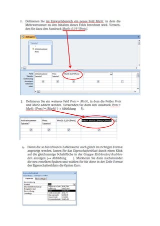 Feldinhalte berechnen access2007