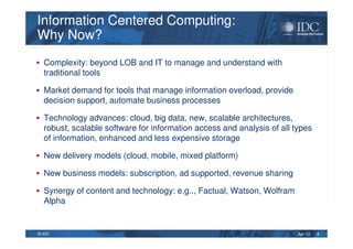 Apr-12© IDC
Information Centered Computing:
Why Now?
Information Centered Computing:
Why Now?
Complexity: beyond LOB and I...