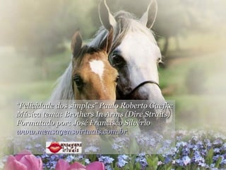 “ Felicidade dos simples”  Paulo Roberto Gaefke Música tema: Brothers In Arms (Dire Straits) Formatado por:  José Francisco Silvério www.mensagensvirtuais.com.br 