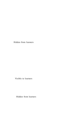 Hidden from learners
Visible to learners
Hidden from learners
 