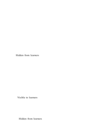 Hidden from learners
Visible to learners
Hidden from learners
 