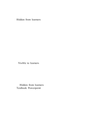 Hidden from learners
Visible to learners
Hidden from learners
Textbook Powerpoint
 