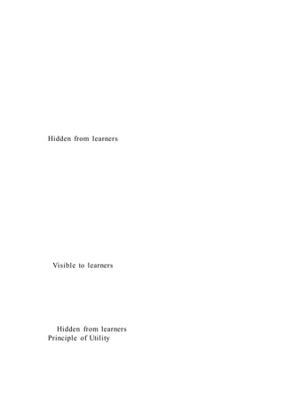 Hidden from learners
Visible to learners
Hidden from learners
Principle of Utility
 