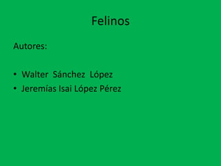 FelinosAutores:Walter Sánchez López Jeremías Isai López Pérez