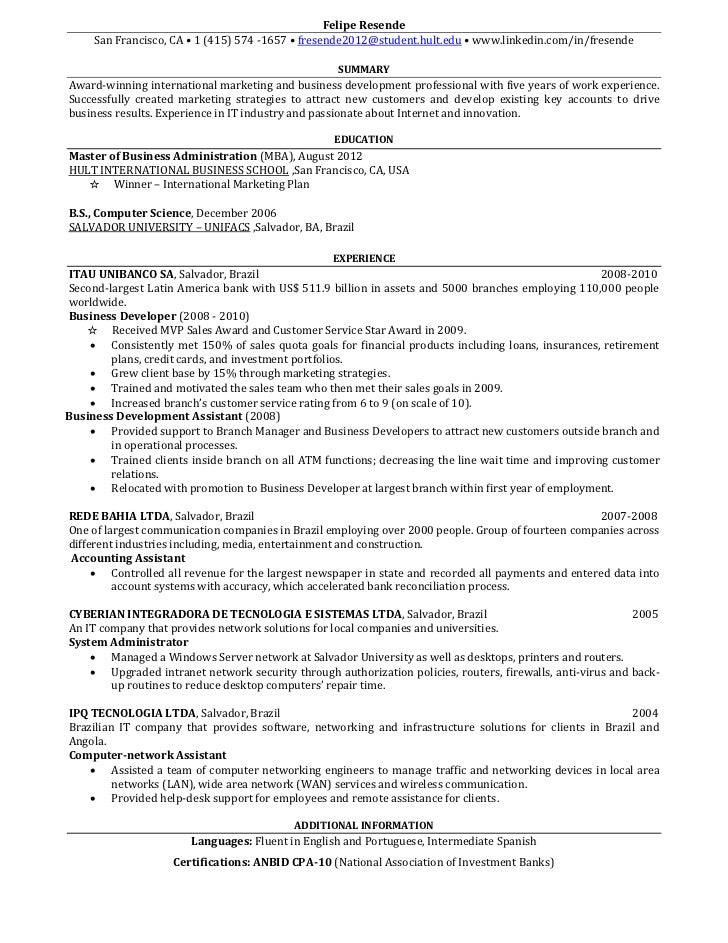 resume on one page