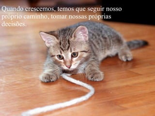Quando crescemos, temos que seguir nosso próprio caminho, tomar nossas próprias decisões. 