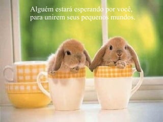 Alguém estará esperando por você, para unirem seus pequenos mundos. 