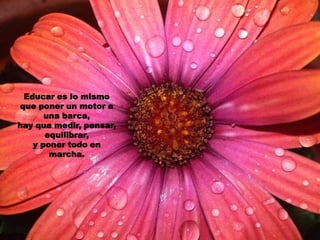 Educar es lo mismo
que poner un motor a
      una barca,
hay que medir, pensar,
      equilibrar,
   y poner todo en
       marcha.
 