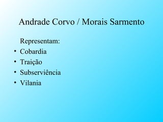 Andrade Corvo / Morais Sarmento Representam: Cobardia Traição Subserviência Vilania 