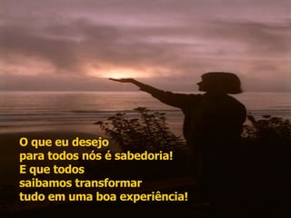 O que eu desejo  para todos nós é sabedoria!  E que todos  saibamos transformar  tudo em uma boa experiência!   