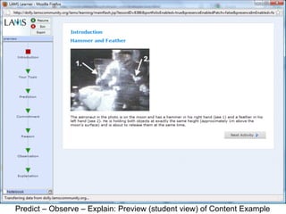 Predict – Observe – Explain: Preview (student view) of Content Example
 