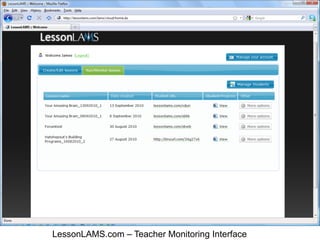 LessonLAMS.com – Teacher Monitoring Interface
 