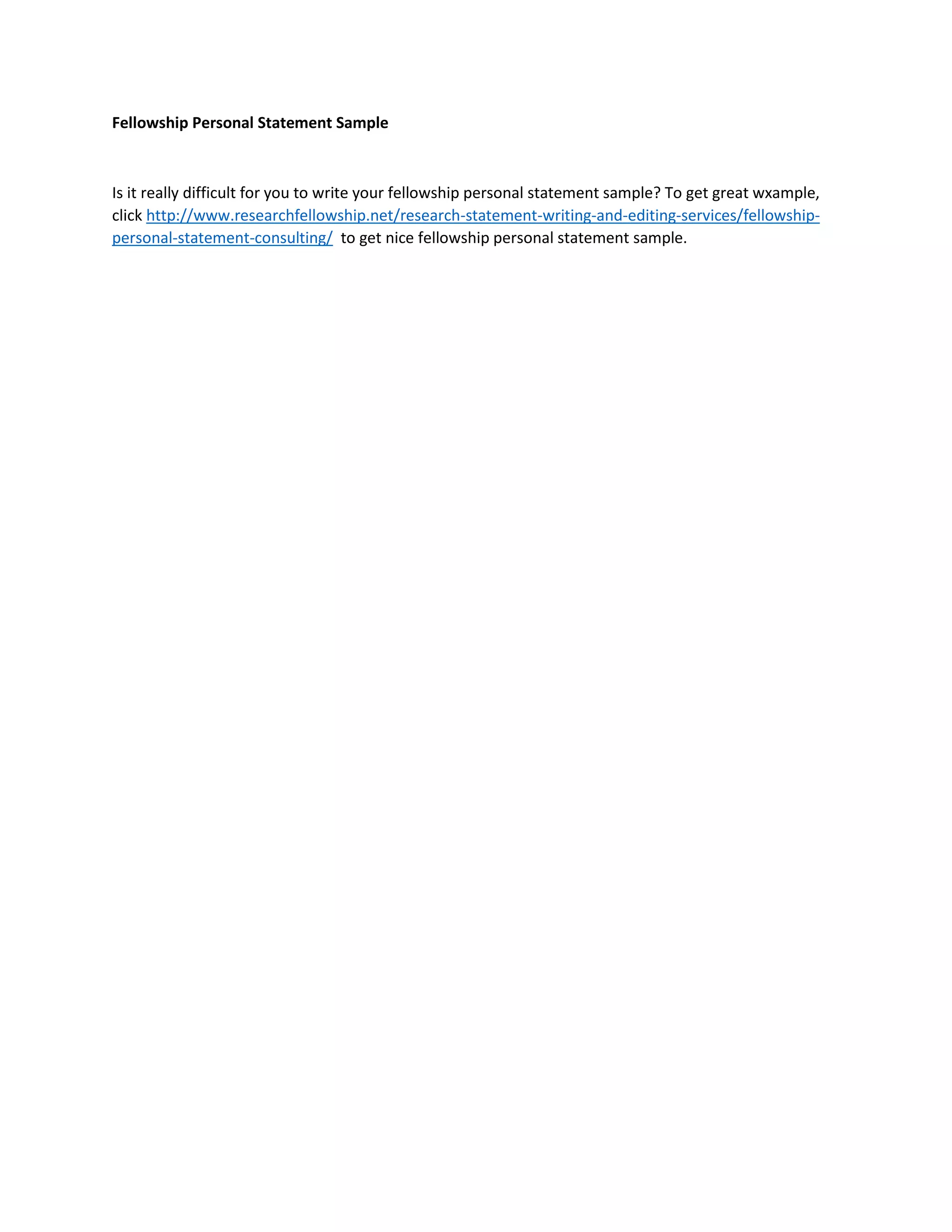 Fellowship Personal Statement Sample | PDF