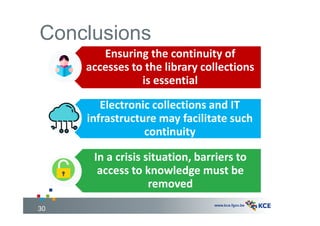 Information services continuity during the COVID-19 pandemics: Lessons learned from KCE  Slide 30