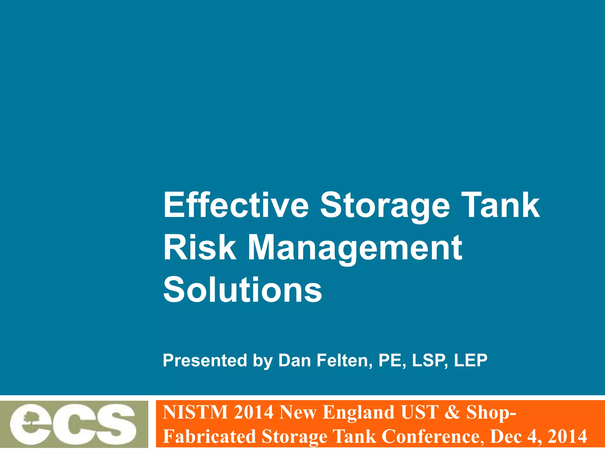 Effective Storage Tank Risk Management PPT