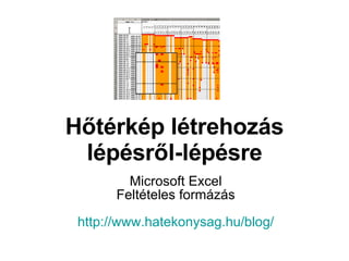 Hőtérkép létrehozás lépésről-lépésre Microsoft Excel Feltételes formázás http:// www.hatekonysag.hu / blog / 