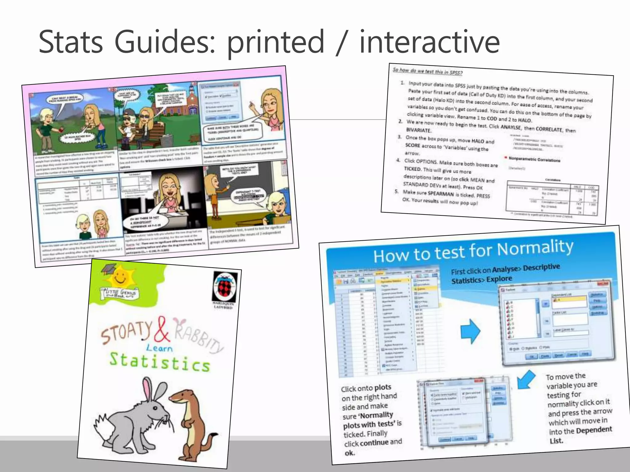 Stats Guides: printed / interactive
 