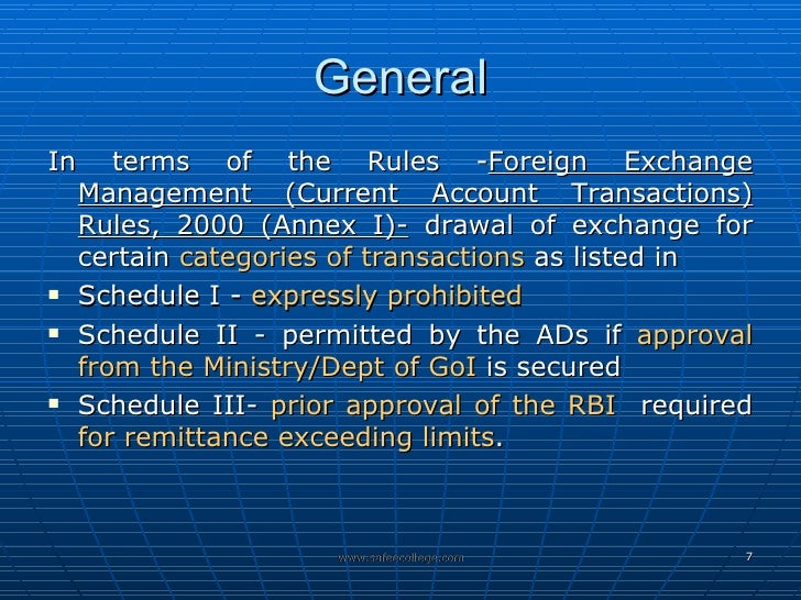 Fema provision for forex outward remittance