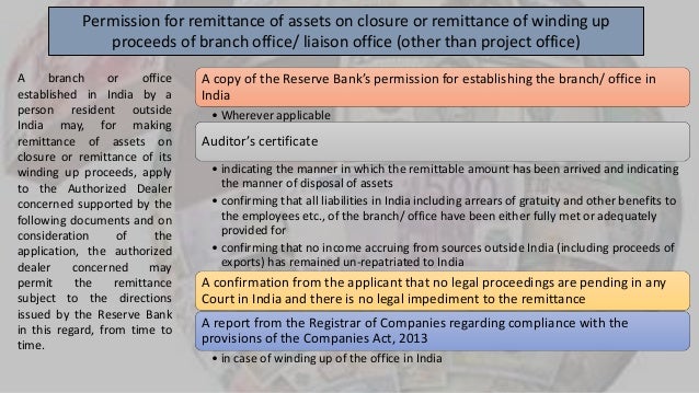 Fema provision for forex outward remittance