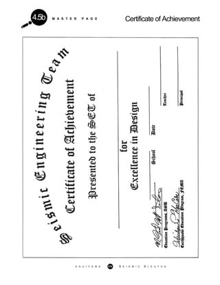 M A S T E R P A G E Certificate of Achievement4.5b
A G U / F E M A 270 S E I S M I C S L E U T H S
 