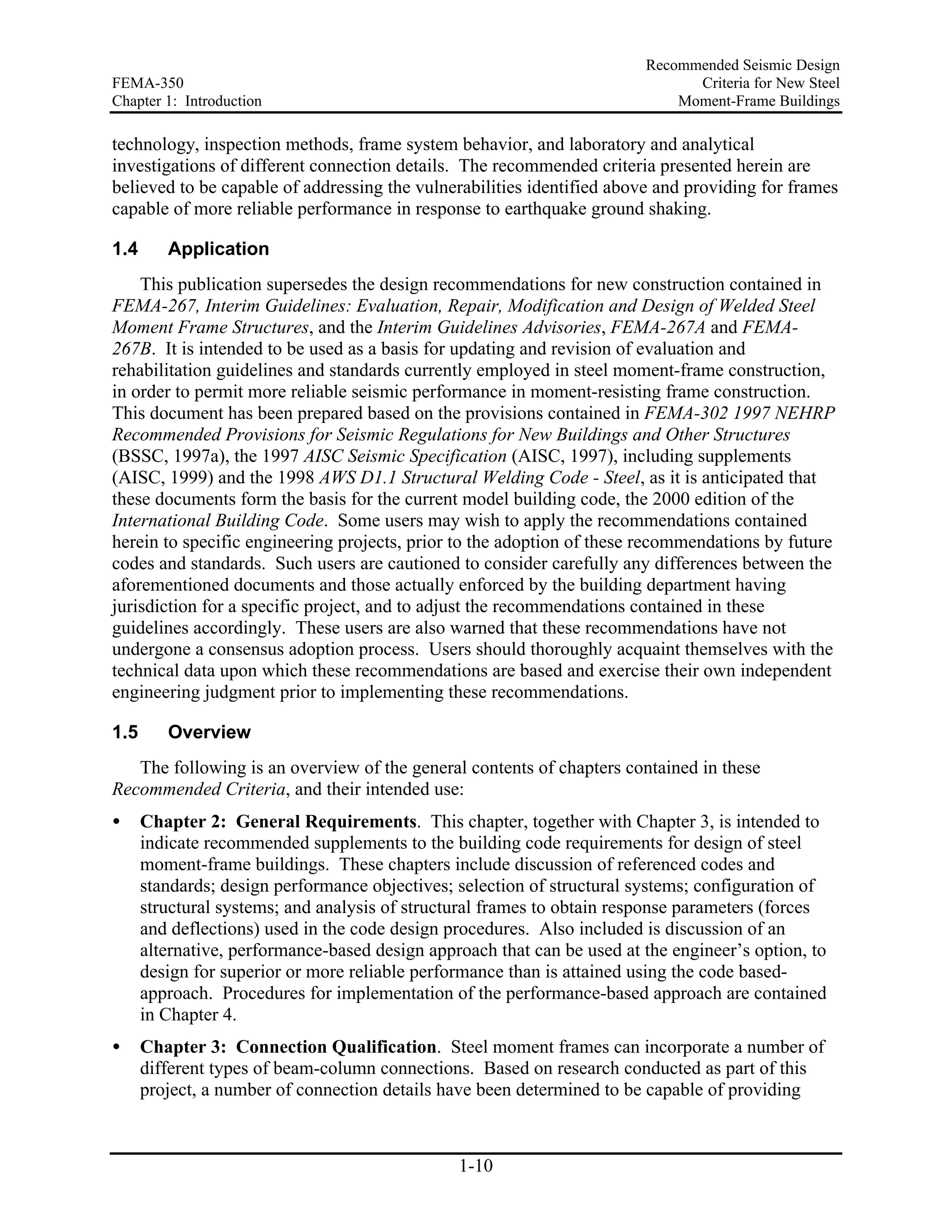 fema 350 Recommended seismic design criteria for new steel moment frame