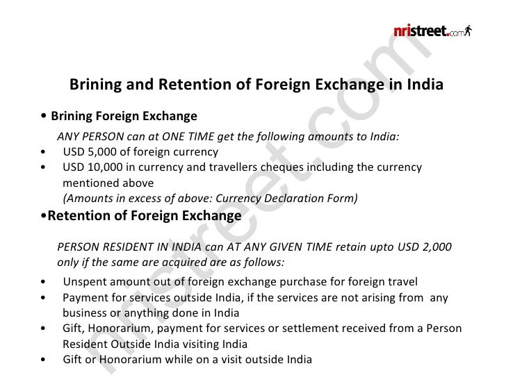 Fema provision for forex outward remittance