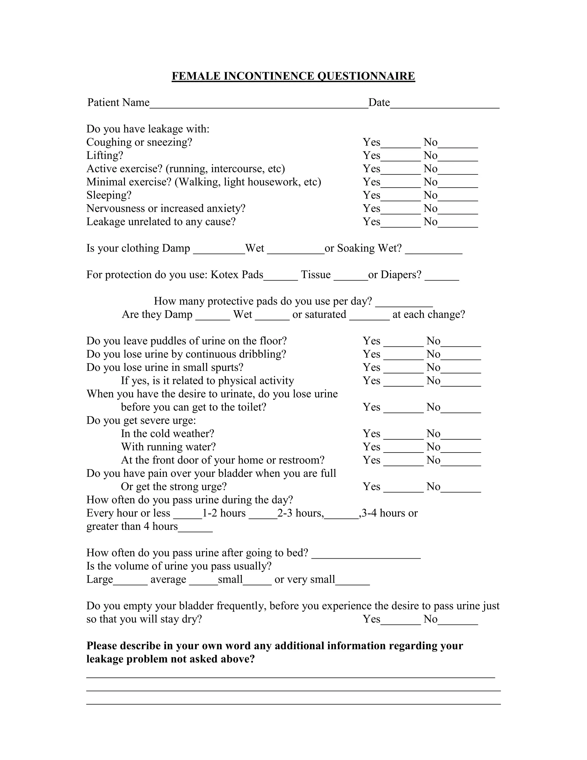 Female incontinencequestionnaire PDF
