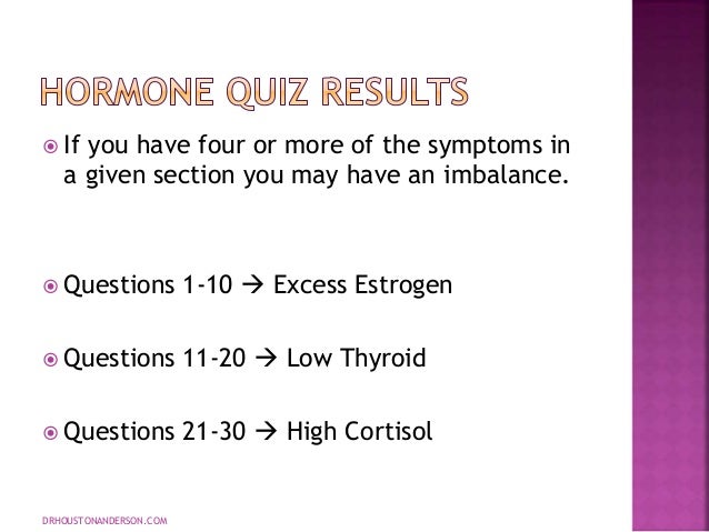 What are some questions from a hormone imbalance quiz?