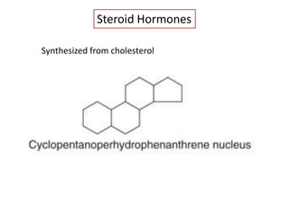 Steroid Hormones
Synthesized from cholesterol
 