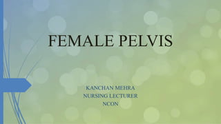 KANCHAN MEHRA
NURSING LECTURER
NCON
FEMALE PELVIS
 