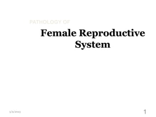 Female Reproductive
System
5/9/2023 1
PATHOLOGY OF
 