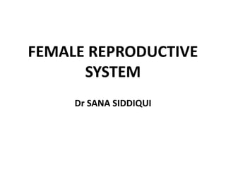 FEMALE REPRODUCTIVE
SYSTEM
Dr SANA SIDDIQUI
 