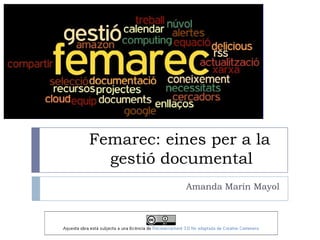 Femarec: eines per a la
  gestió documental
            Amanda Marín Mayol
 