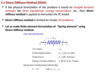 The Spring Formulation Comprehensive Finite Element Equation Formulation and Methods | PPTX