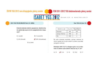 ÖSYM 2012 YGS Fizik Soruları
