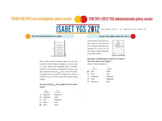 ÖSYM 2012 YGS Fizik Soruları