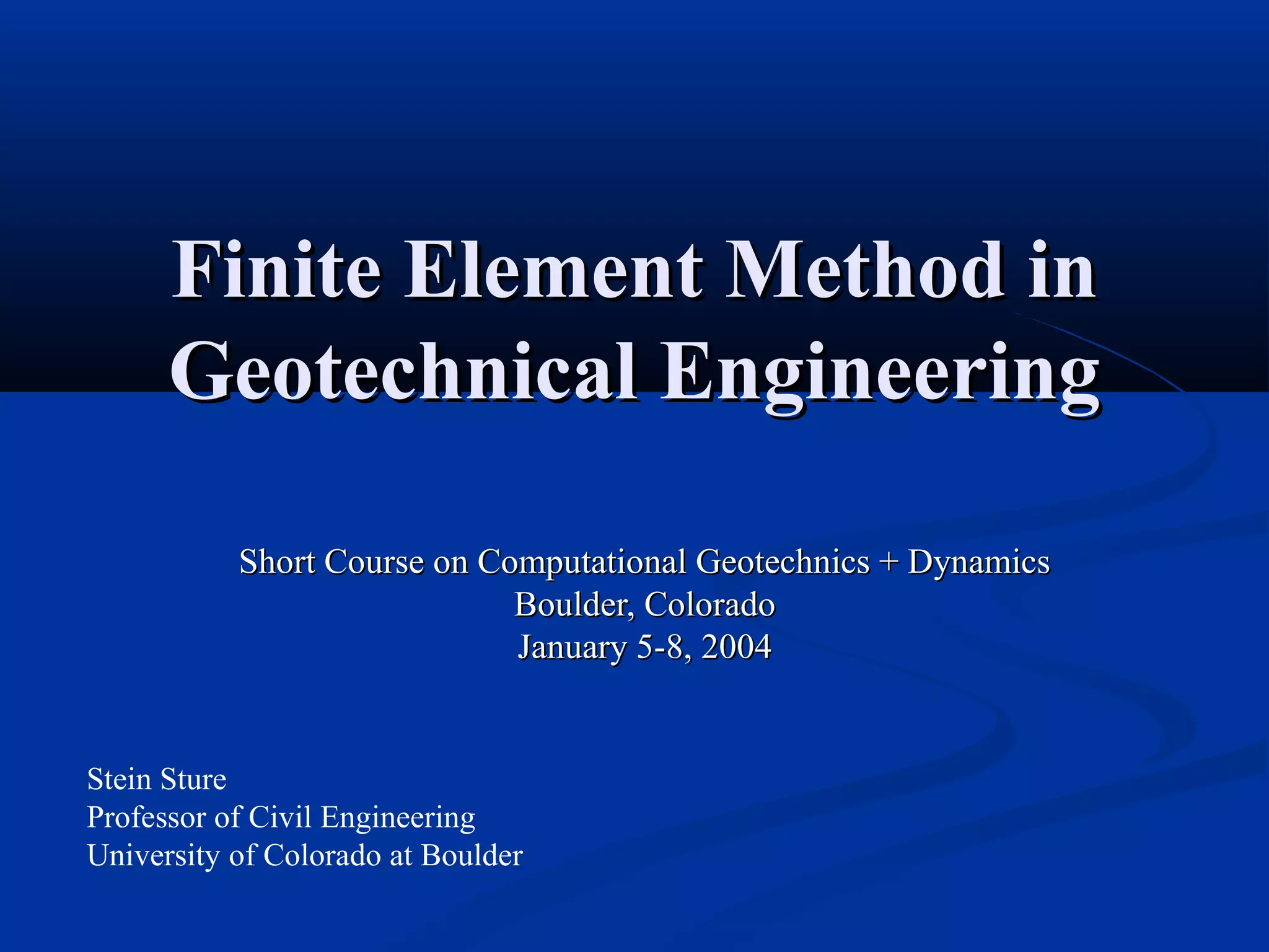 Fem in geotech engineering | PPT