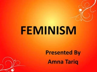 FEMINISM
Presented By
Amna Tariq
 