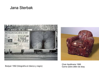 Jana Sterbak Chair Apollinaire 1996 Carne sobre sillón de skay Bodyair 1992 (fotografía en blanco y negro) 